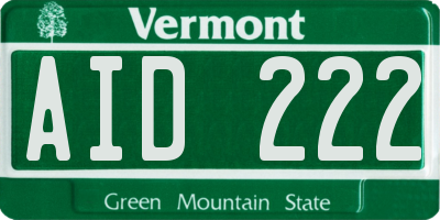 VT license plate AID222