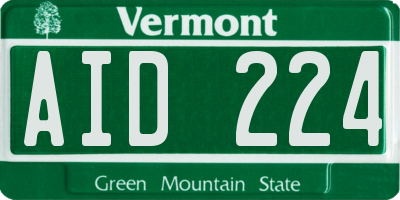 VT license plate AID224