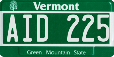 VT license plate AID225