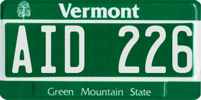 VT license plate AID226