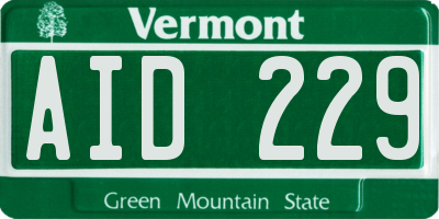VT license plate AID229