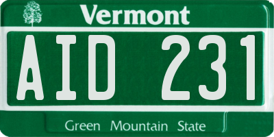 VT license plate AID231