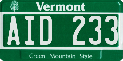 VT license plate AID233