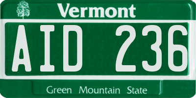 VT license plate AID236