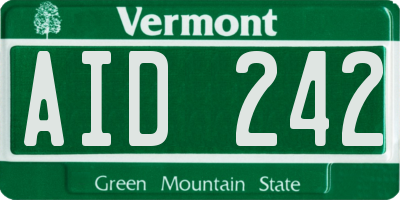VT license plate AID242