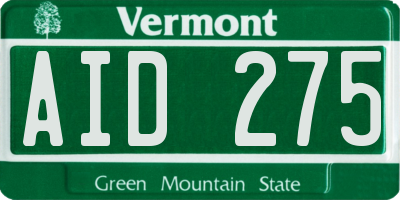 VT license plate AID275