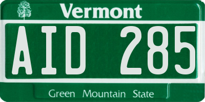 VT license plate AID285
