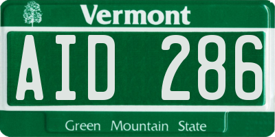 VT license plate AID286
