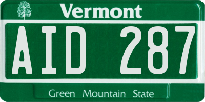 VT license plate AID287