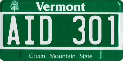 VT license plate AID301