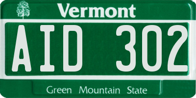 VT license plate AID302