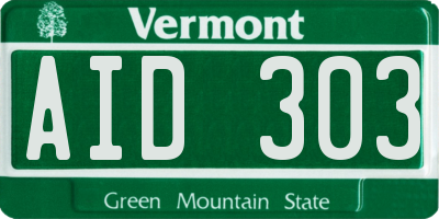 VT license plate AID303