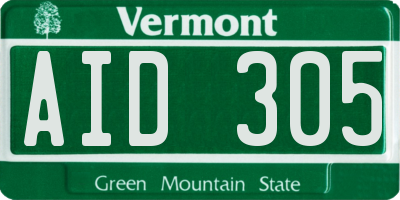 VT license plate AID305