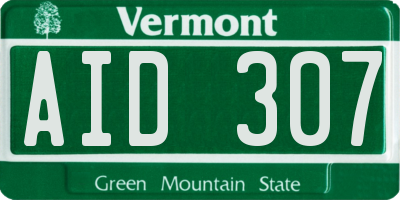 VT license plate AID307