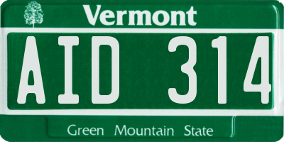 VT license plate AID314