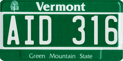 VT license plate AID316