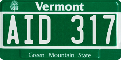 VT license plate AID317