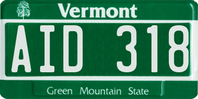 VT license plate AID318