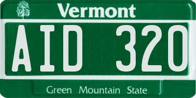 VT license plate AID320