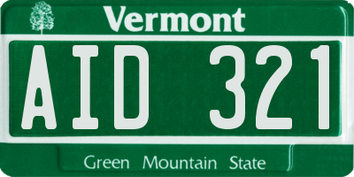 VT license plate AID321