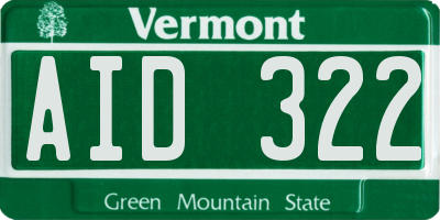 VT license plate AID322