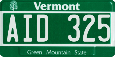 VT license plate AID325