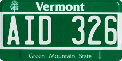 VT license plate AID326