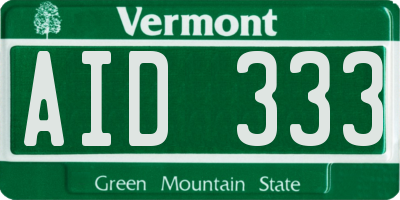 VT license plate AID333