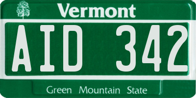 VT license plate AID342