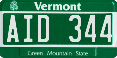 VT license plate AID344