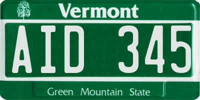 VT license plate AID345