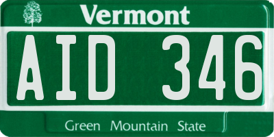 VT license plate AID346