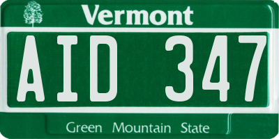 VT license plate AID347
