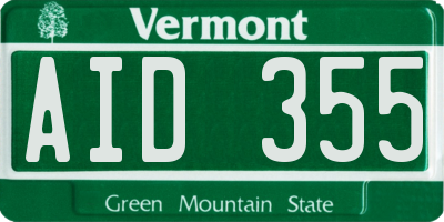 VT license plate AID355
