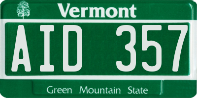 VT license plate AID357