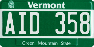 VT license plate AID358