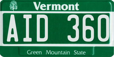VT license plate AID360