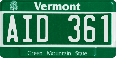 VT license plate AID361