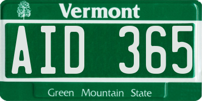 VT license plate AID365
