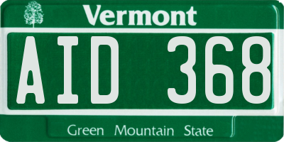 VT license plate AID368