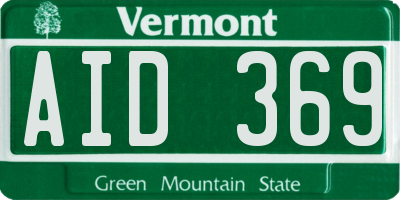 VT license plate AID369