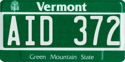VT license plate AID372