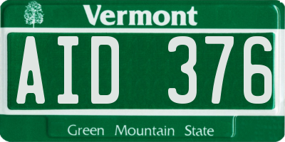 VT license plate AID376