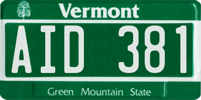 VT license plate AID381