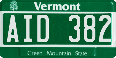 VT license plate AID382