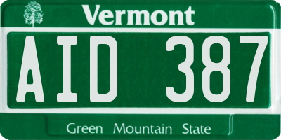 VT license plate AID387