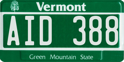 VT license plate AID388