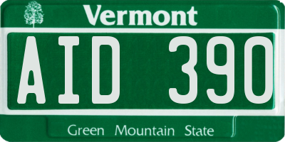 VT license plate AID390