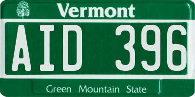 VT license plate AID396