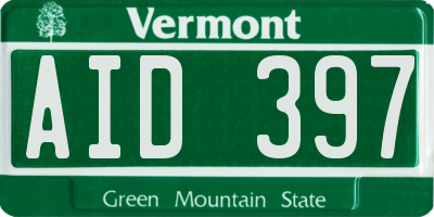 VT license plate AID397